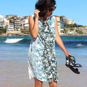 NWT Alexander Wang Blue Florar Silk Knee Length Dress US 2